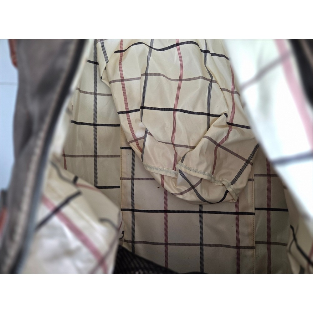 Peter Millar Canvas Duffel Bag Brown Olive Plaid Lining Weekend Travel Gym Bag - Picture 8 of 12